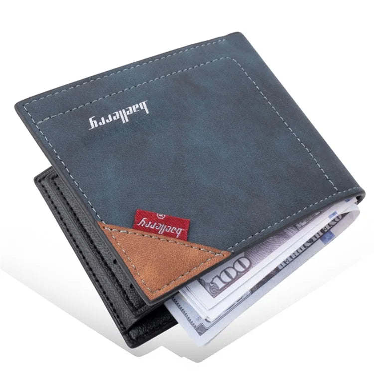 BAELLERRY D3032 Utlra-thin Wallet for Men, Multiple Card Slots PU Leather Cash Money Storage Pouch Billfold