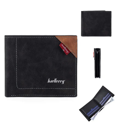 BAELLERRY D3032 Utlra-thin Wallet for Men, Multiple Card Slots PU Leather Cash Money Storage Pouch Billfold