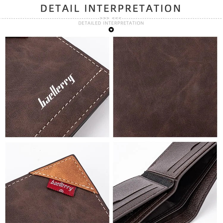 BAELLERRY D3032 Utlra-thin Wallet for Men, Multiple Card Slots PU Leather Cash Money Storage Pouch Billfold