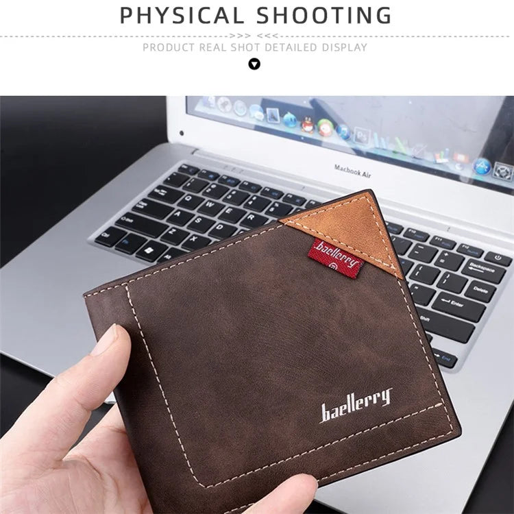 BAELLERRY D3032 Utlra-thin Wallet for Men, Multiple Card Slots PU Leather Cash Money Storage Pouch Billfold