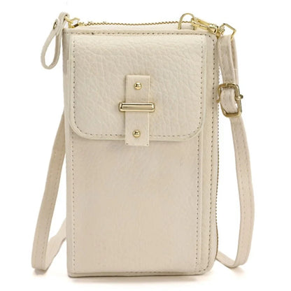 6130 PU Leather Zipper Wallet Phone Carrying Pouch Women Small Crossbody Shoulder Bag
