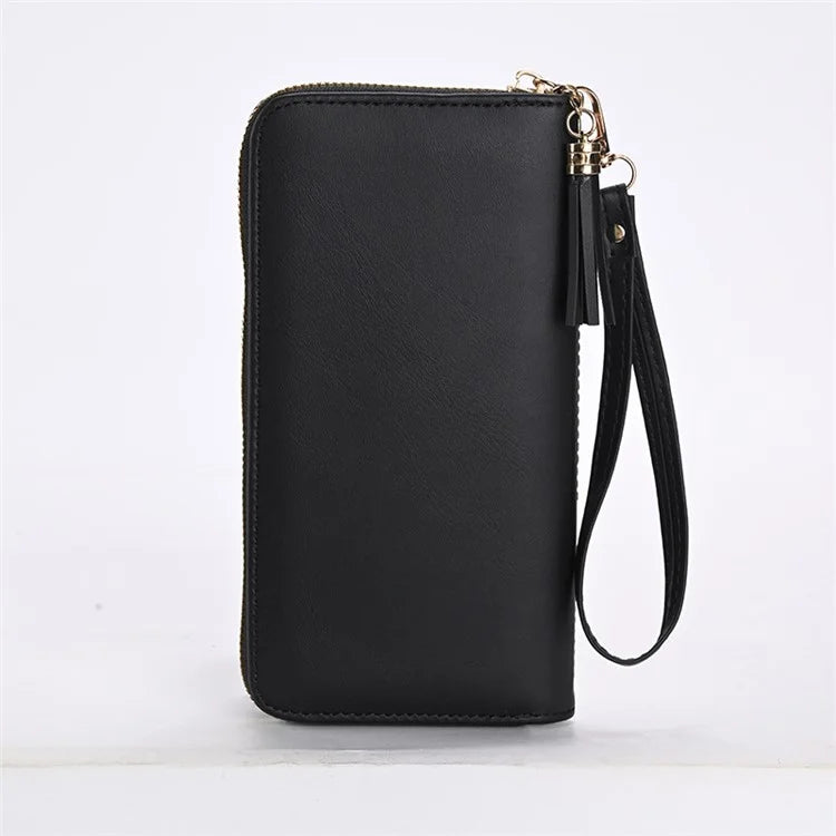 9316 Women's Wristlet Clutch Purse Stitching Line Design PU Leather Cell Phone Pouch Long Wallet Handbag