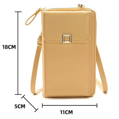 5725 Phone Carrying Pouch Women Crossbody Shoulder Bag PU Leather Wallet Card Holder Bag