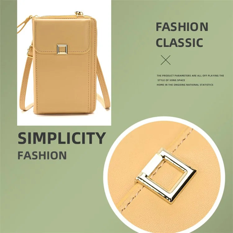 5725 Phone Carrying Pouch Women Crossbody Shoulder Bag PU Leather Wallet Card Holder Bag