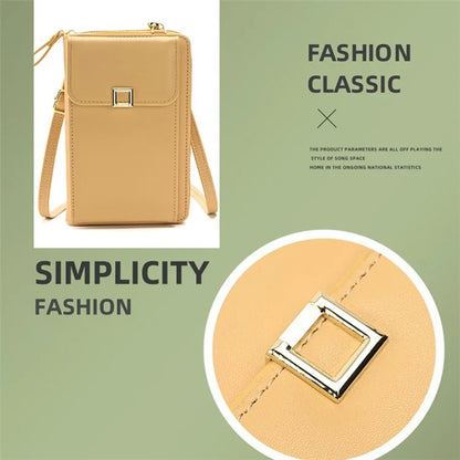 5725 Phone Carrying Pouch Women Crossbody Shoulder Bag PU Leather Wallet Card Holder Bag