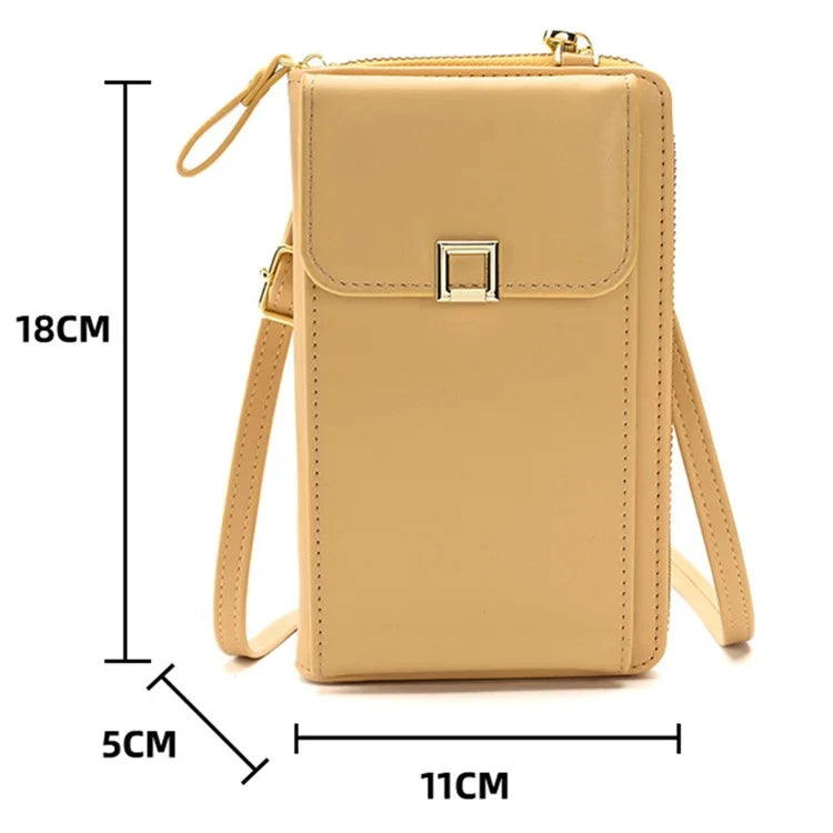5725 Phone Carrying Pouch Women Crossbody Shoulder Bag PU Leather Wallet Card Holder Bag