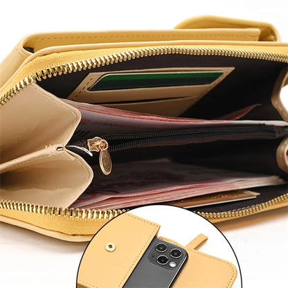 5725 Phone Carrying Pouch Women Crossbody Shoulder Bag PU Leather Wallet Card Holder Bag
