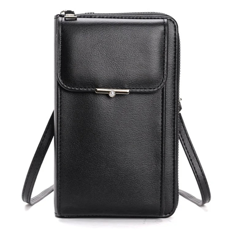 3419 Women PU Leather Wallet Crossbody Bag Cell Phone Pouch Card Holder Bag Ladies Shoulder Bag