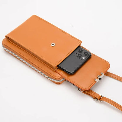 3419 Women PU Leather Wallet Crossbody Bag Cell Phone Pouch Card Holder Bag Ladies Shoulder Bag