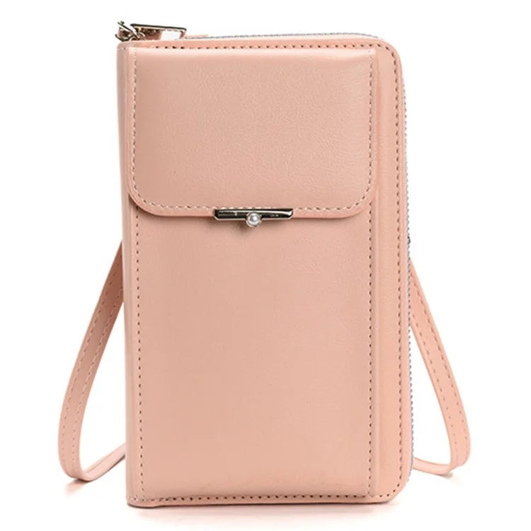 3419 Women PU Leather Wallet Crossbody Bag Cell Phone Pouch Card Holder Bag Ladies Shoulder Bag