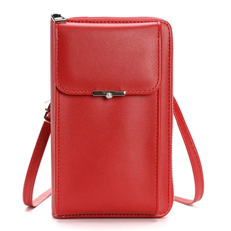 3419 Women PU Leather Wallet Crossbody Bag Cell Phone Pouch Card Holder Bag Ladies Shoulder Bag