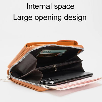 3419 Women PU Leather Wallet Crossbody Bag Cell Phone Pouch Card Holder Bag Ladies Shoulder Bag