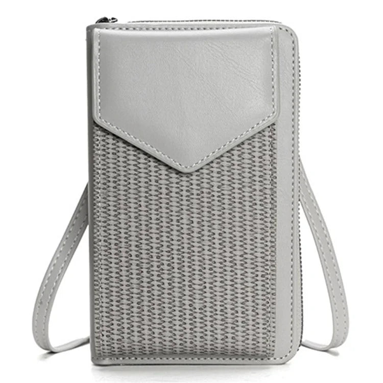 3421 PU Leather Weave Crossbody Bag for Women Cell Phone Mini Pouch Card Holder Wallet Shoulder Bag