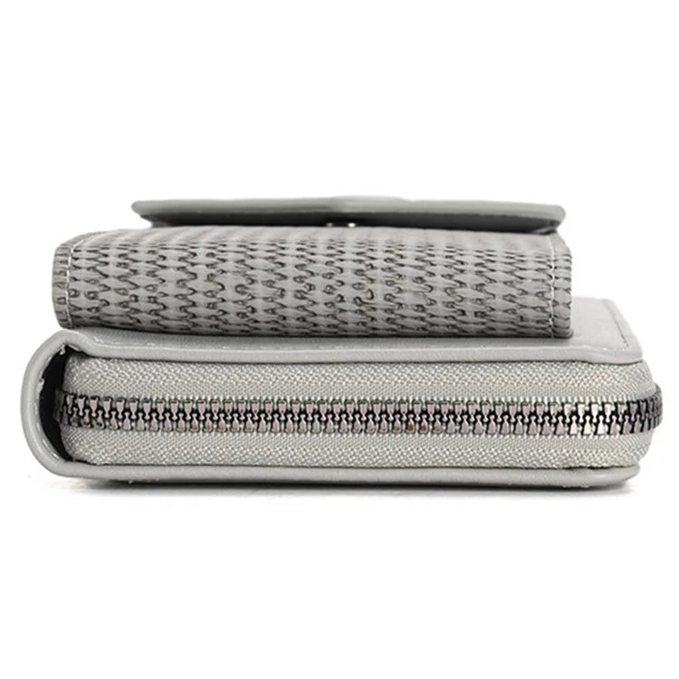 3421 PU Leather Weave Crossbody Bag for Women Cell Phone Mini Pouch Card Holder Wallet Shoulder Bag