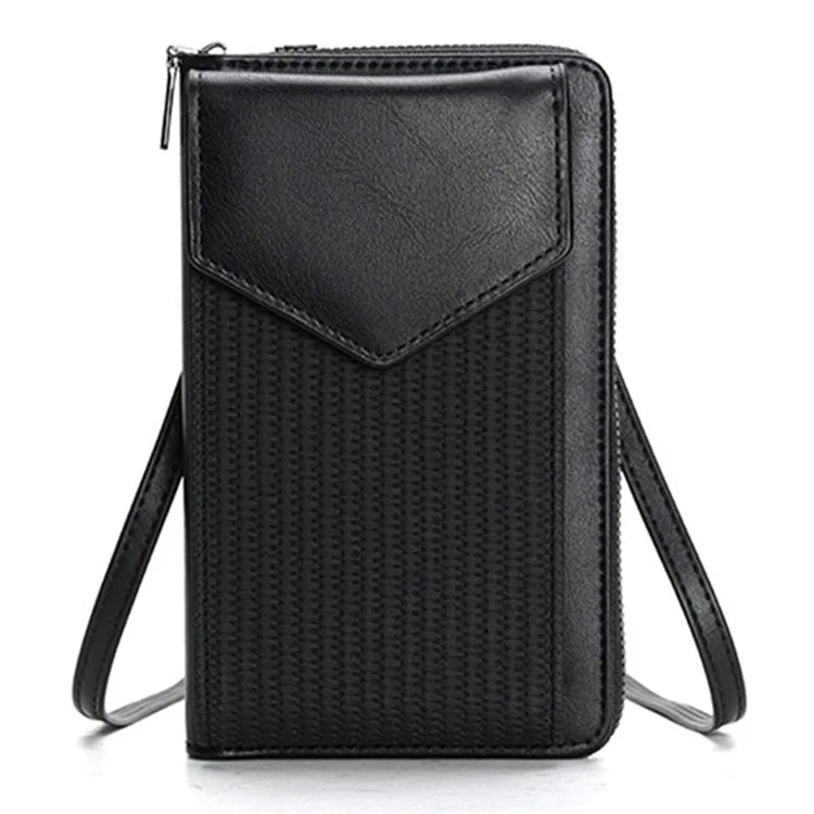 3421 PU Leather Weave Crossbody Bag for Women Cell Phone Mini Pouch Card Holder Wallet Shoulder Bag