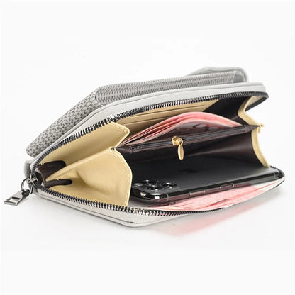 3421 PU Leather Weave Crossbody Bag for Women Cell Phone Mini Pouch Card Holder Wallet Shoulder Bag