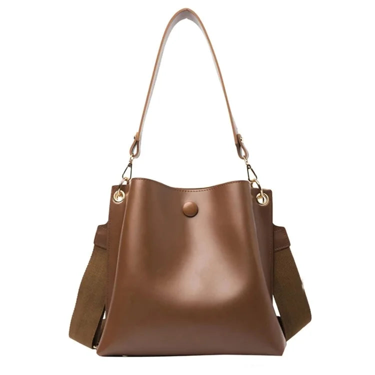 FLIY-919 Women's Leather Tote Bucket Bag Winter Retro Crossbody Shoulder Bag Shopping Handbag Daypack