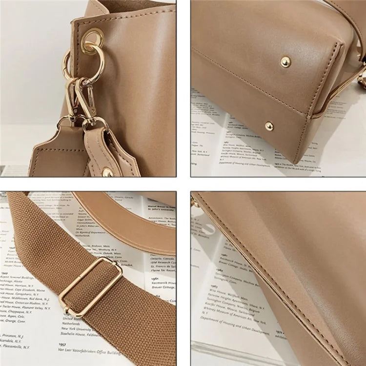 FLIY-919 Women's Leather Tote Bucket Bag Winter Retro Crossbody Shoulder Bag Shopping Handbag Daypack