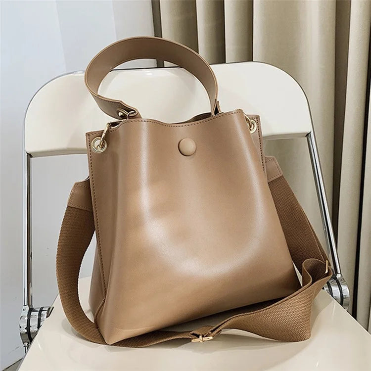 FLIY-919 Women's Leather Tote Bucket Bag Winter Retro Crossbody Shoulder Bag Shopping Handbag Daypack