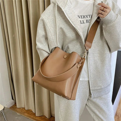 FLIY-919 Women's Leather Tote Bucket Bag Winter Retro Crossbody Shoulder Bag Shopping Handbag Daypack