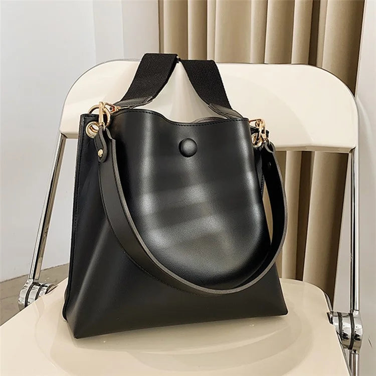FLIY-919 Women's Leather Tote Bucket Bag Winter Retro Crossbody Shoulder Bag Shopping Handbag Daypack