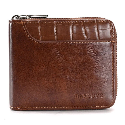 3868 Men's RFID Blocking Wallet Zipper PU Leather Card Pouch Coin Purse Bag Billfold