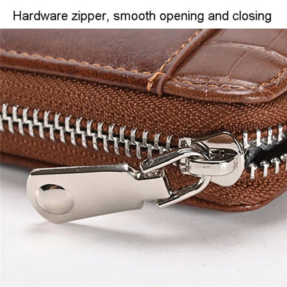 3868 Men's RFID Blocking Wallet Zipper PU Leather Card Pouch Coin Purse Bag Billfold