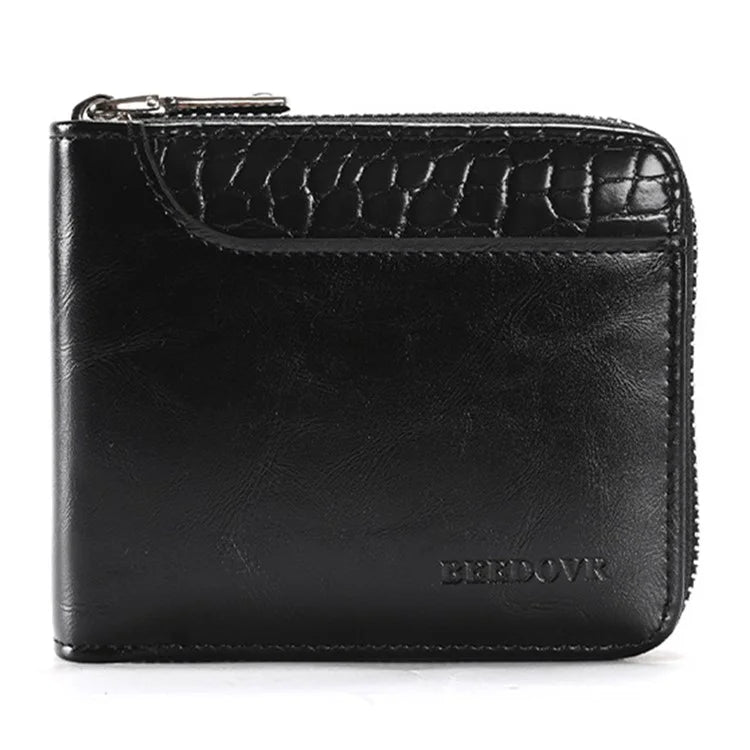 3868 Men's RFID Blocking Wallet Zipper PU Leather Card Pouch Coin Purse Bag Billfold