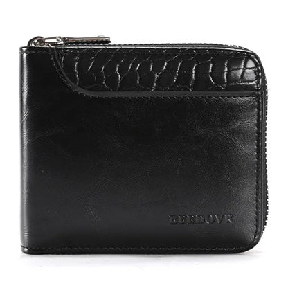3868 Men's RFID Blocking Wallet Zipper PU Leather Card Pouch Coin Purse Bag Billfold