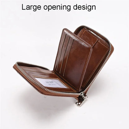 3868 Men's RFID Blocking Wallet Zipper PU Leather Card Pouch Coin Purse Bag Billfold