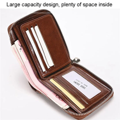 3868 Men's RFID Blocking Wallet Zipper PU Leather Card Pouch Coin Purse Bag Billfold