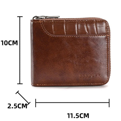 3868 Men's RFID Blocking Wallet Zipper PU Leather Card Pouch Coin Purse Bag Billfold