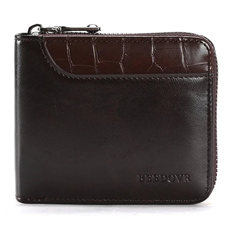 3868 Men's RFID Blocking Wallet Zipper PU Leather Card Pouch Coin Purse Bag Billfold
