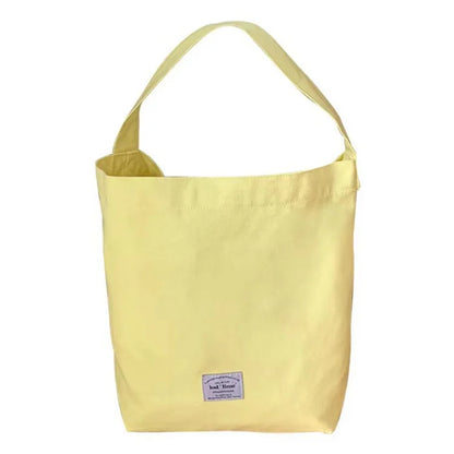 Candy Color Women Canvas Single Shoulder Bag Lightweight Shopping Bag