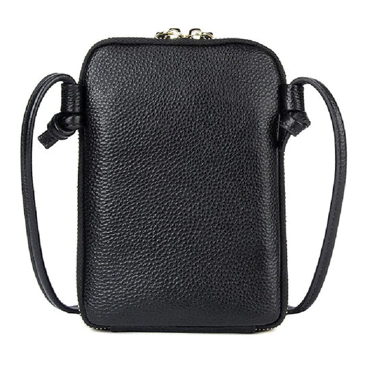 0016 First Layer Cowhide Women Crossbody Bag Phone Cards Holder Zipper Crossbody Bag