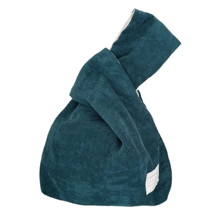 Autumn Winter Lightweight Corduroy Wrist Knot Tote Bag Small Coin Purse for Ladies Girls