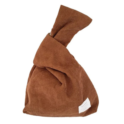 Autumn Winter Lightweight Corduroy Wrist Knot Tote Bag Small Coin Purse for Ladies Girls