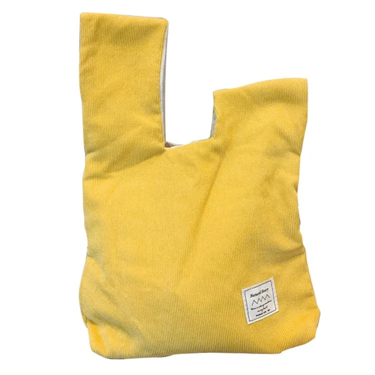 Autumn Winter Lightweight Corduroy Wrist Knot Tote Bag Small Coin Purse for Ladies Girls