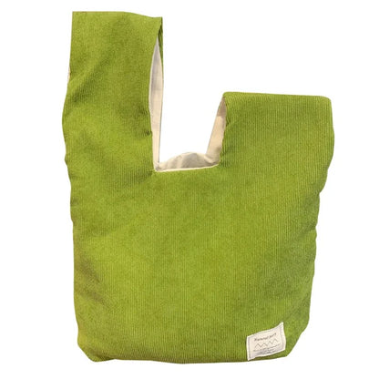 Autumn Winter Lightweight Corduroy Wrist Knot Tote Bag Small Coin Purse for Ladies Girls