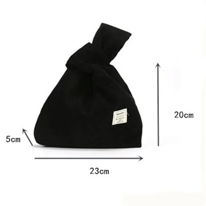 Autumn Winter Lightweight Corduroy Wrist Knot Tote Bag Small Coin Purse for Ladies Girls