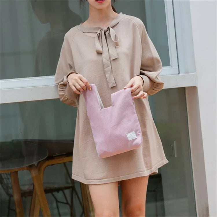 Autumn Winter Lightweight Corduroy Wrist Knot Tote Bag Small Coin Purse for Ladies Girls