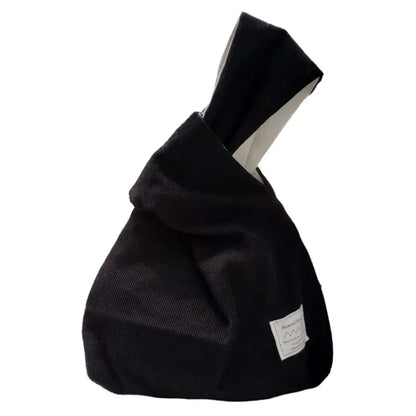 Autumn Winter Lightweight Corduroy Wrist Knot Tote Bag Small Coin Purse for Ladies Girls