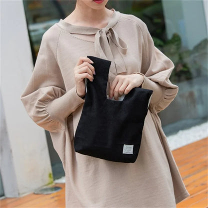 Autumn Winter Lightweight Corduroy Wrist Knot Tote Bag Small Coin Purse for Ladies Girls