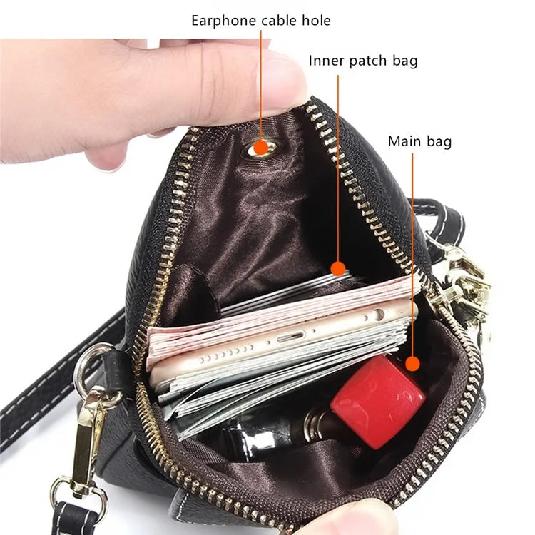 S9925 Cellphone Holder Small Crossbody Bag Top Layer Cowhide Leather Shoulder Bagish Green