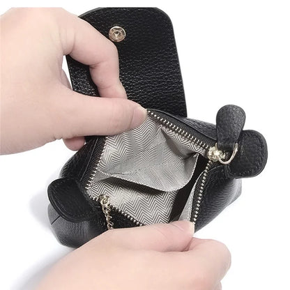 TZ 2308 Top-Layer Cowhide Leather Mini Wallet Coin Small Change Purse Bag