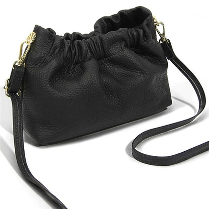 9953 Stylish Pleated Design First Layer Cowhide Women Single Shoulder Crossbody Bag