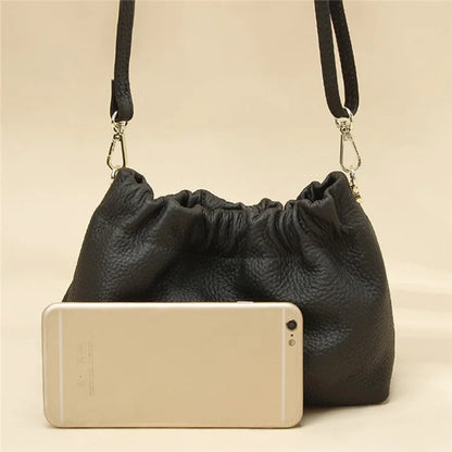 9953 Stylish Pleated Design First Layer Cowhide Women Single Shoulder Crossbody Bag