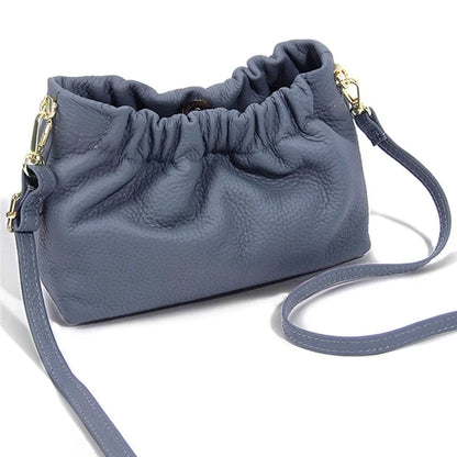 9953 Stylish Pleated Design First Layer Cowhide Women Single Shoulder Crossbody Bag