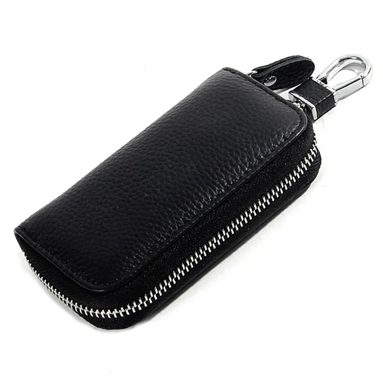 FQ519 Car Key Storage Bag Top Layer Cowhide Leather Keys Protective Case