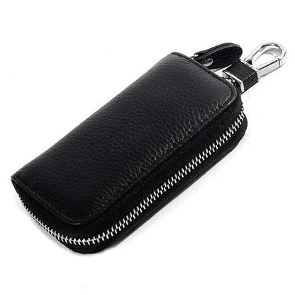 FQ519 Car Key Storage Bag Top Layer Cowhide Leather Keys Protective Case